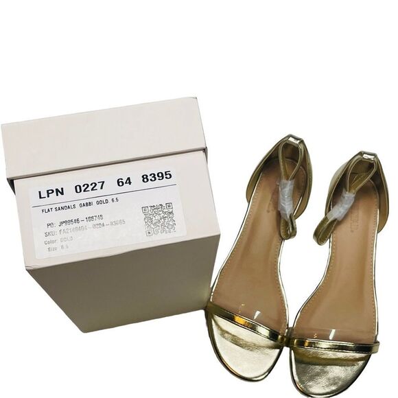 NIB JustFab Gold Gabbi Minimalist Sandals - Size 6.5 - Picture 8 of 16